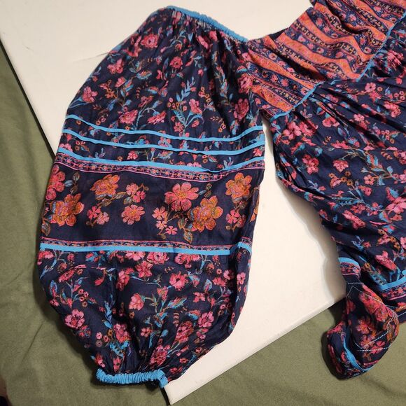 NWT free People Endless Afternoon Boho Mini Dress Balloon Sleeve  SZ L - Picture 11 of 16
